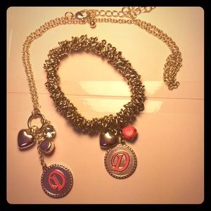 Silver “D” necklace and bracelet set